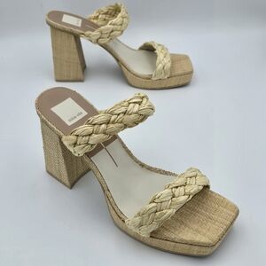 Dolce Vita Ashby Block Heel Braded Sandals, Light Natural Raffia, Women's 10